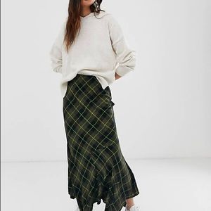 ASOS DESIGN fluted hem check bias maxi skirt